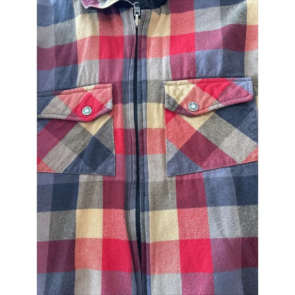The North Face reversible padded jacket black and buffalo plaid flannel Medium